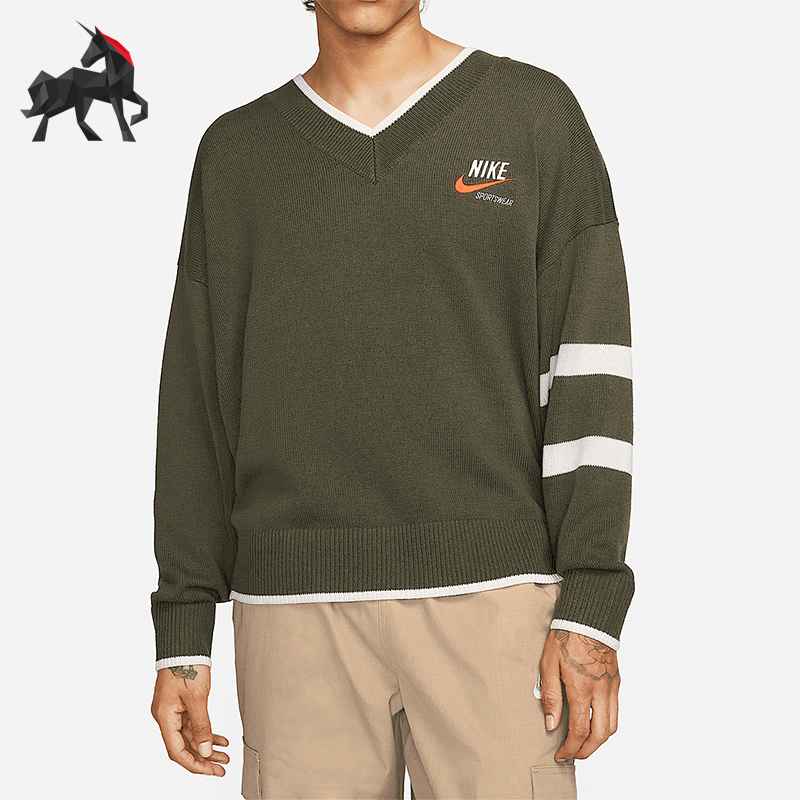 Nike/Nike Genuine New Men's Striped Printed Long-Sleeved Sweater Pullover Dx0009-325 Nike/Nike Genuine New Men's Striped Printed Long-Sleeved Sweater Pullover Dx0009-325