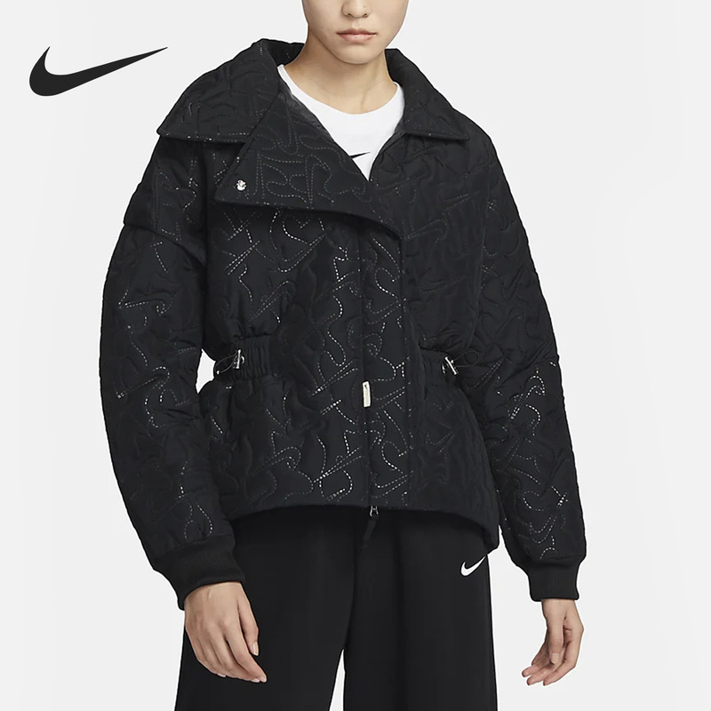 Nike Official Authentic Quilted Woven New Women's Jacket Embroidered Sports Jacket Dv8213-010