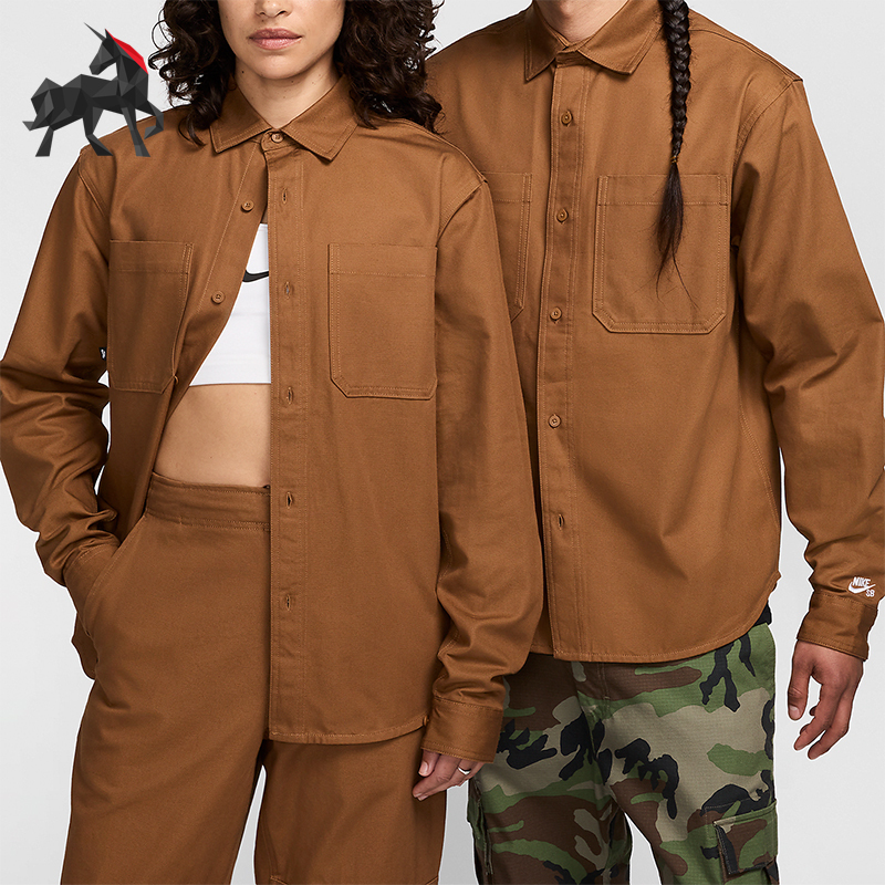 Nike/Nike Genuine New Style Retro Lapel Loose Casual Warm Shirt for Men and Women Fv7346-281 Nike/Nike Genuine New Style Retro Lapel Loose Casual Warm Shirt for Men and Women Fv7346-281