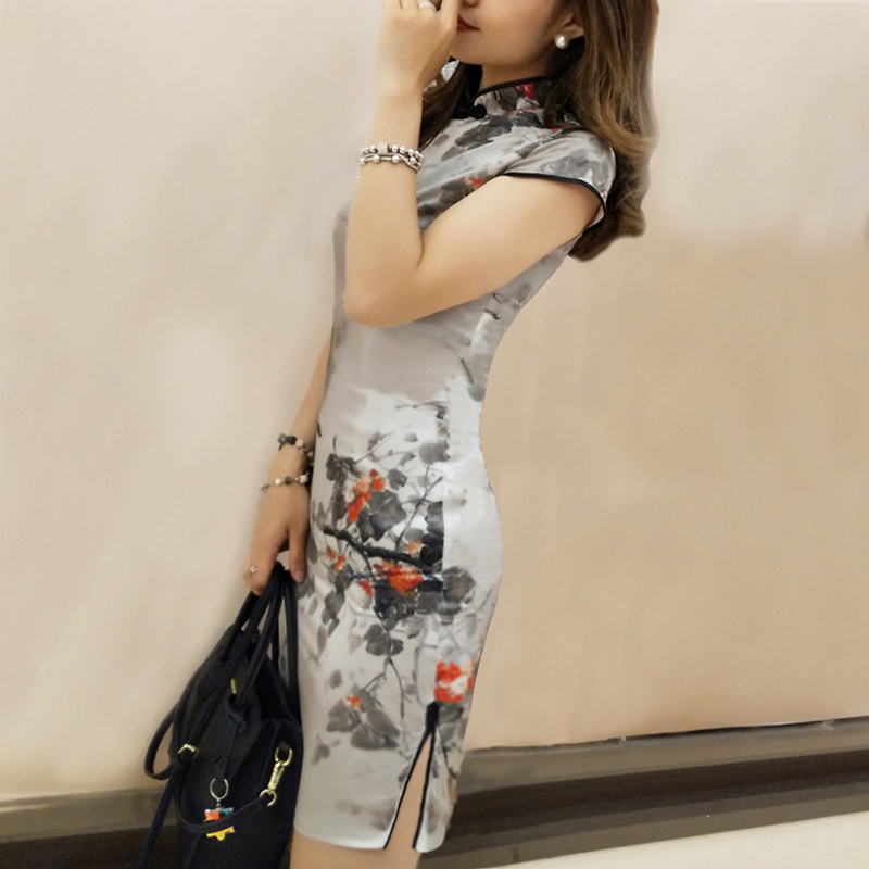 Real Silk Qipao Woman Summer 2021 New Chinese Wind Girl Young Styles New Improved Retro Temperament Foreign Dress