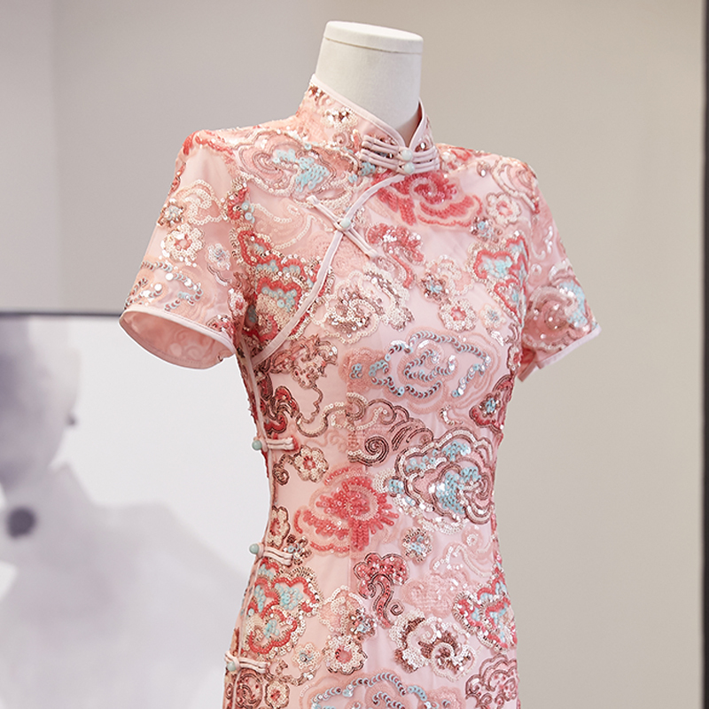 Engagement Dress, Summer New Lace Style, Youthful and Elegant Wedding Toast Dress, Bride's Improved Cheongsam Dress
