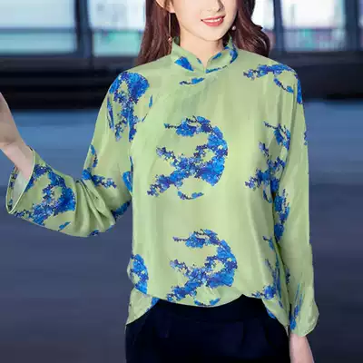 Silk retro Tang suit jacket female 2021 spring and summer new Republic style Chinese style women's mulberry silk buckle top