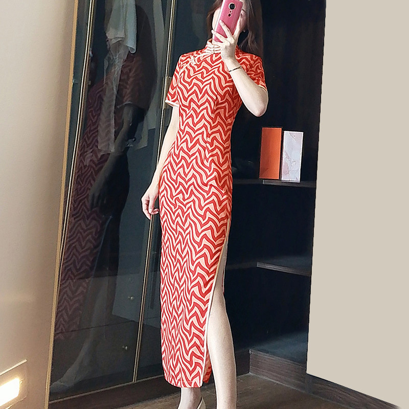 College entrance examination cheongsam long version summer 2021 new Republic of China style retro daily young new style improved mid-length version
