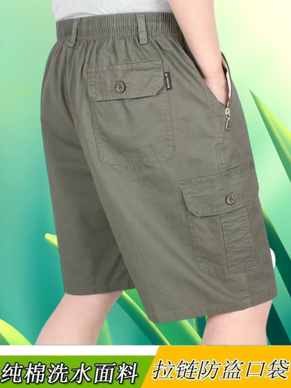 夏季中年男士短裤纯棉爸爸宽松大码中老年薄款5五分裤休闲大裤衩