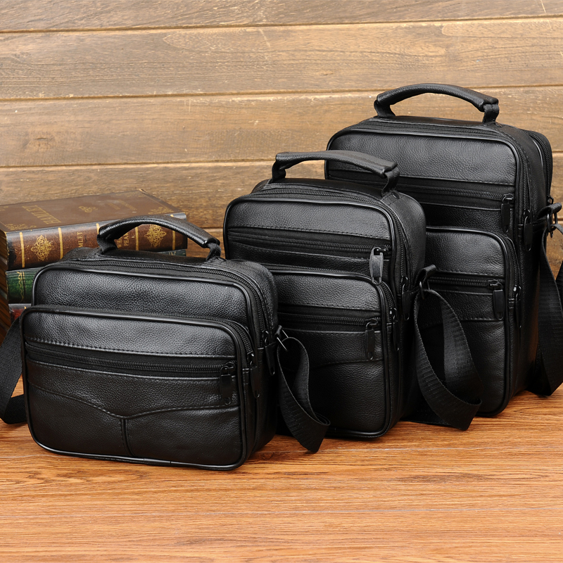 Business Single Shoulder Bag Men Bag Genuine Leather Skew Satchel men's bag Vertical Briefcase Carry-on Bag Fashion Bull Leather Bag