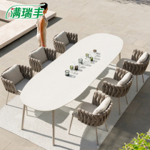 Outdoor courtyard table and chair open-air garden villa Residence outdoor waterproof and leisure vine chair rock table