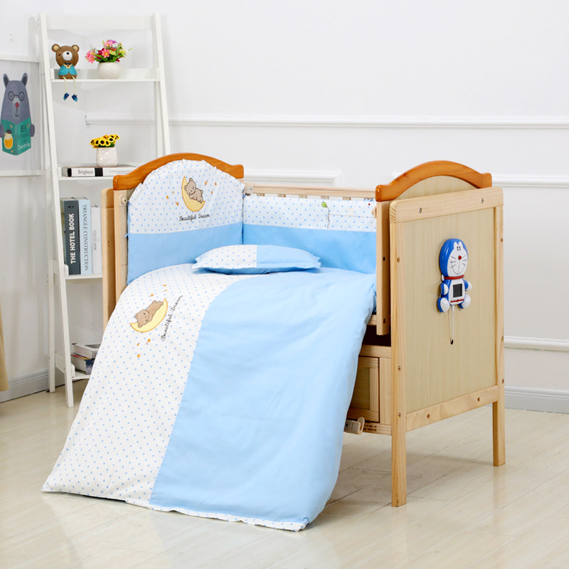 Baby bed bedding set Removable and washable newborn cotton anti-collision baby bedding five-piece set Six-piece set