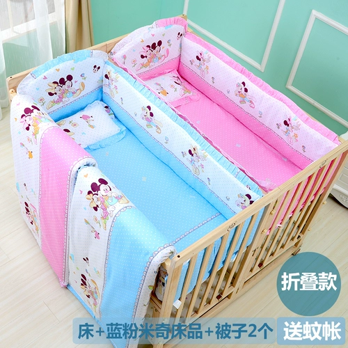 Кроватка для близнецов из натурального дерева, складная детская универсальная колыбель для приставной кровати