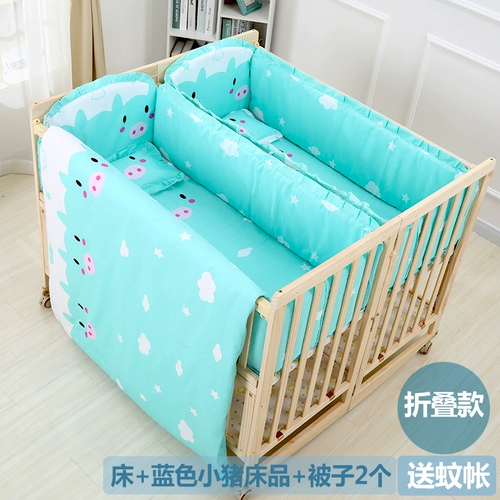 Кроватка для близнецов из натурального дерева, складная детская универсальная колыбель для приставной кровати