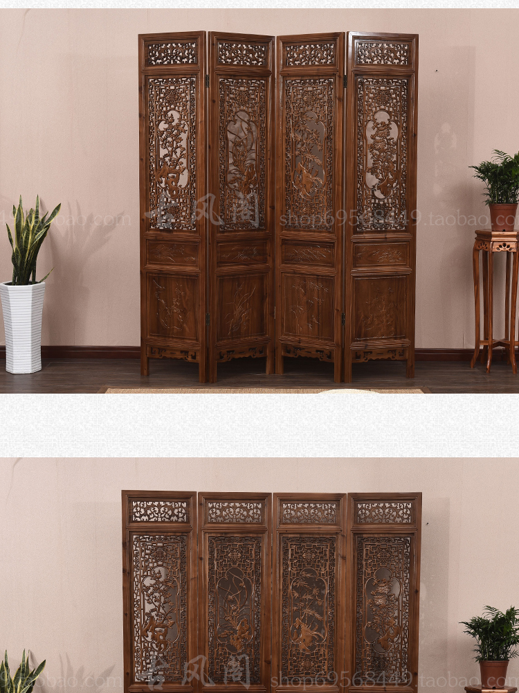 Cổ Trung Quốc gỗ rắn long não gỗ khách sạn phòng khách văn phòng gỗ chạm khắc rỗng màn hình gấp màn hình phân vùng hiên - Màn hình / Cửa sổ lam gỗ cầu thang