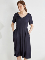 Clearance purchase#9 charm high-end YU0A0001 thin waist V-neck dress oblique pocket female summer