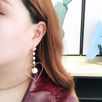 LULU home 2021 new fashion earrings female Japanese cute temperament earrings love pendant pearl bright diamond earrings