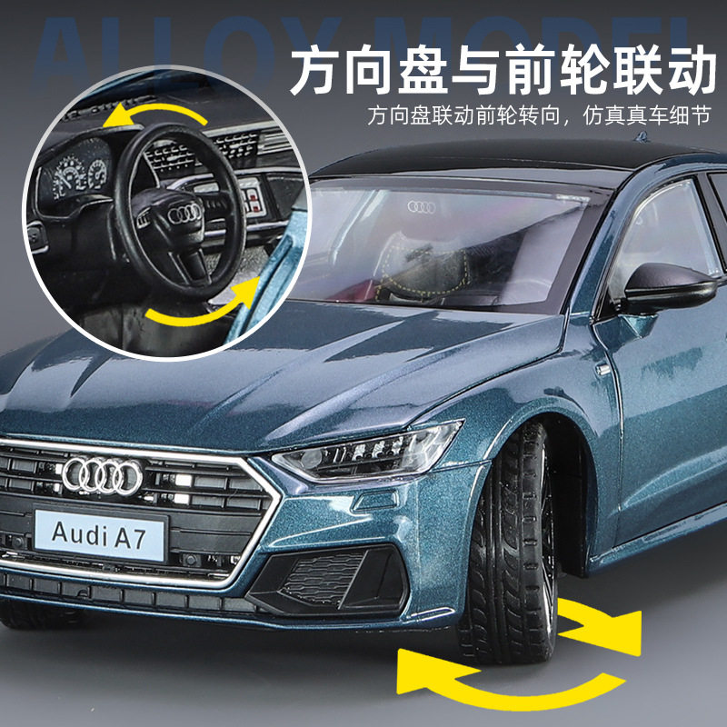 New 1:24 Audi A7 Alloy Car Model Interior Ornaments Door Opening Steering Linkage Boy Toy Car Gift