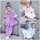 Children's Flannel Girls Pajamas Set Autumn and Winter Princess Girl Baby Coral Fleece Long-sleeved Homewear Three-piece Set