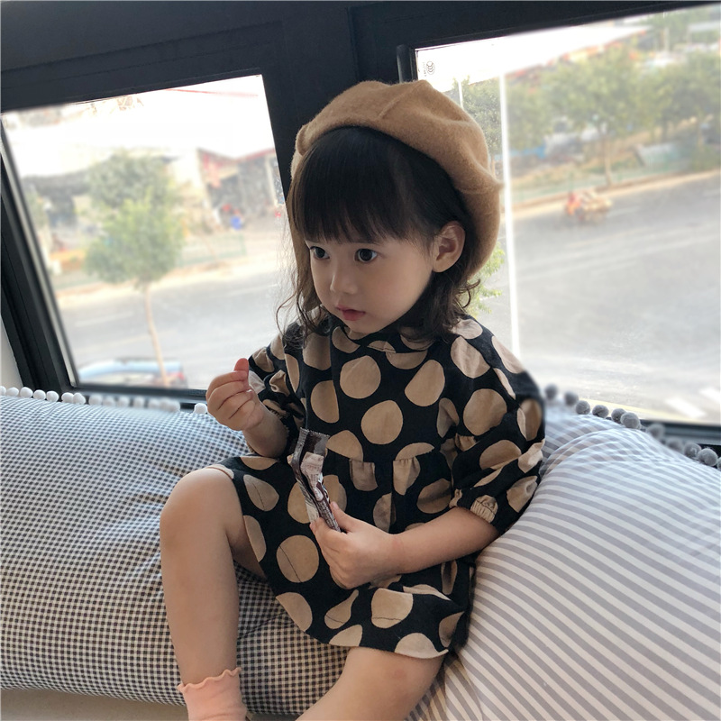 Cô gái Hàn Quốc mùa xuân 2019 tông màu mới phong cách Sen Sở nhỏ chấm tươi đầm váy búp bê thủy triều váy cho bé gái 1 tuổi