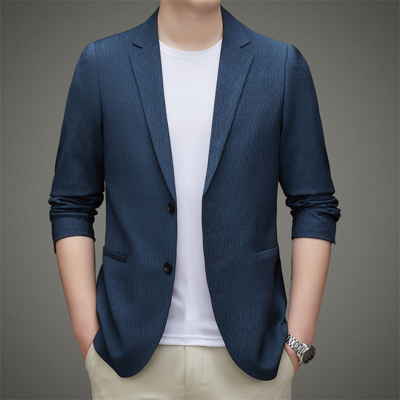 2026 Spring/Summer Men's Jacket Ultra-Thin Sunscreen Suit High-End Stretch Suit Men's Single-Layer Business Casual Single Suit Trendy