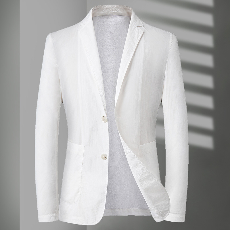 Single-Layer Suit, Spring and Summer Ultra-Thin Jacket, Casual Business British-Style Casual Jacket, Sun Protection Clothing, Small Suit, Men's Skin Jacket, Single Jacket