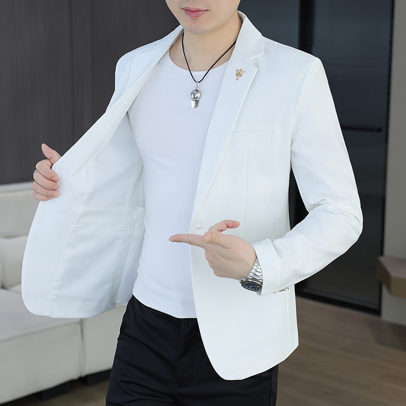 White Small Suit for Men, British Style, Lightweight, Breathable, Korean Version, Slim Fit, 2026 Spring and Autumn Casual Single Suit Jacket for Young Men