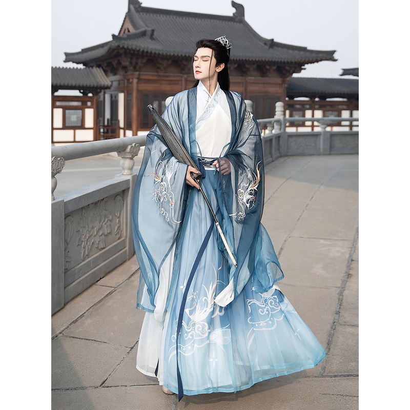 Hanfu for Men, Original Chivalrous Embroidered Ancient Costume, Chinese Style, Jin-Style Waist-Length Skirt, Wei-Jin Style, New for Spring and Autumn 2026 Hanfu for Men, Original Chivalrous Embroidered Ancient Costume, Chinese Style, Jin-Style Waist-Length Skirt, Wei-Jin Style, New for Spring and Autumn 2026