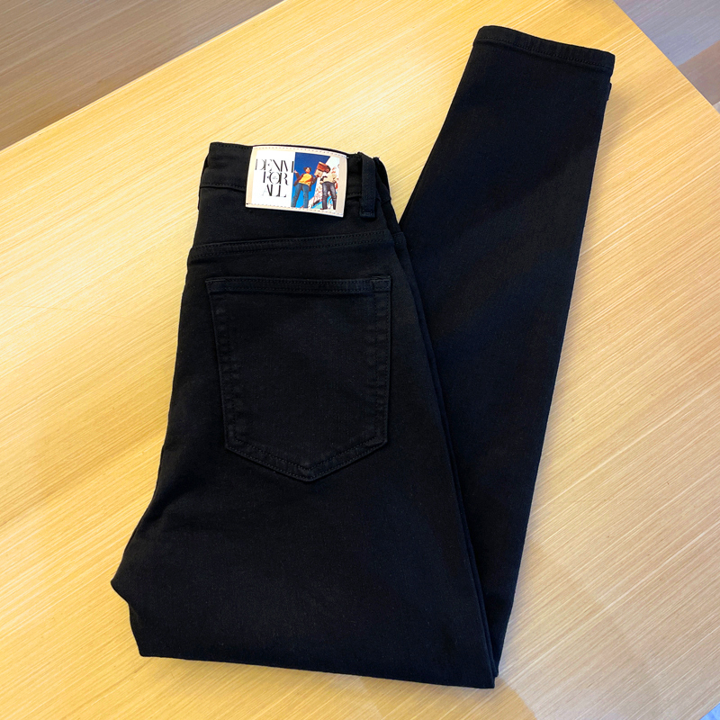 High-Quality Four-Way Stretch! Lyocell Black Cropped Jeans for Men, Korean Style, Slim Fit, Solid Color, Versatile Skinny Pants