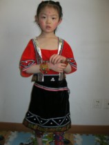  Yunnan ethnic minority Wa girls  clothing dance performance clothing Childrens Hani stage performance clothing