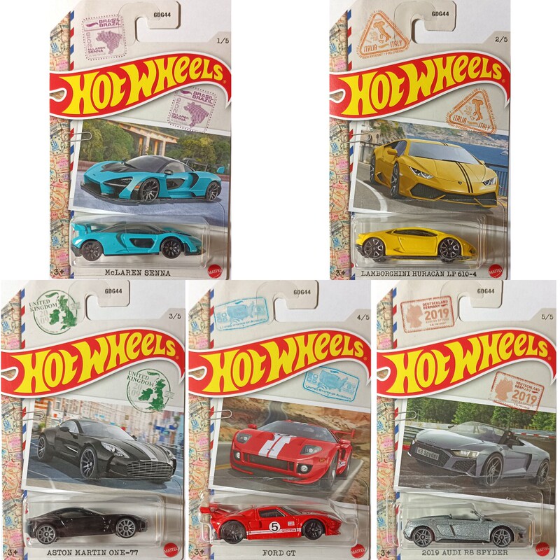 Hotwheels Stamp Set Mclaren Lamborghini Ford Audi Aston Gdg44