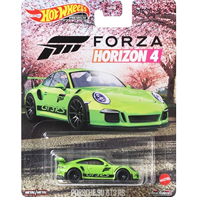 Hot Wheels Forza Horizon Porsche 911 Supercar Green Rubber Tire Shell Crack Dmc55