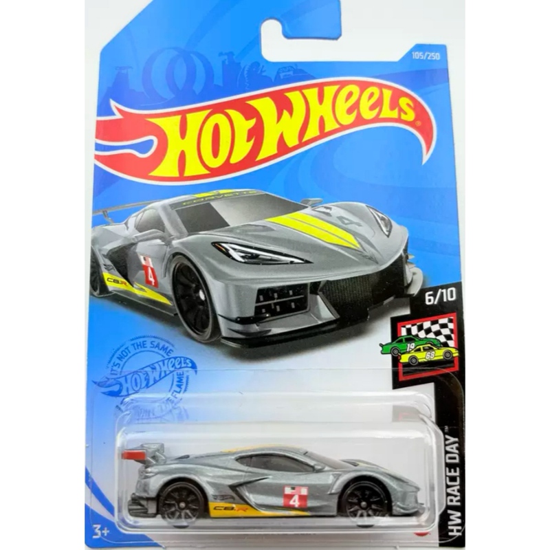 Hotwheels Corvette C8R Sports Car Silver Corvette C8R 105/ Hotwheels Corvette C8R Sports Car Silver Corvette C8R 105/