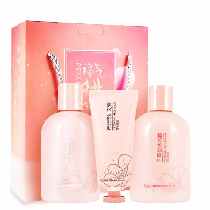 2nd piece half price ] Yunnan white powder peach flower set 230ml shampoo milk 80g hair care 230ml bath