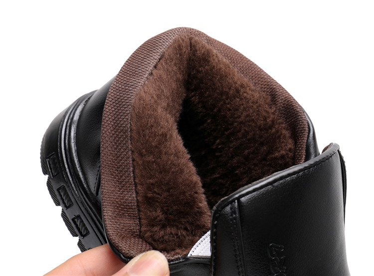 Cộng với giày nhung Giày da nam dày, giày cotton nam cao, chống trơn, giày cotton trung niên, giầy cotton giày sneaker nam