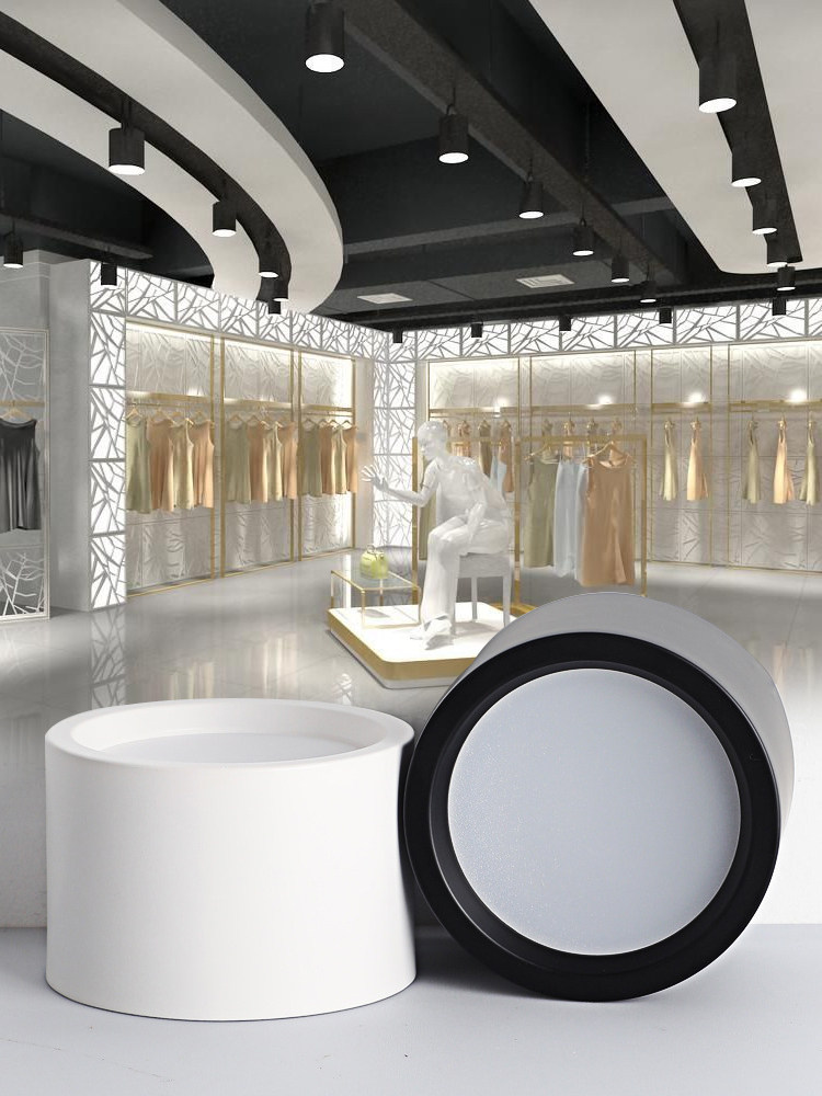 Настенные вниз свет led明装筒灯免开孔吸顶桶灯圆柱形商用服装店黑色6寸防眩光天花灯 OTHER