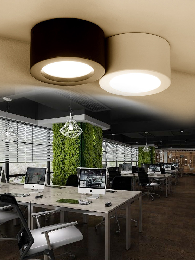 Настенные вниз свет led明装筒灯免开孔吸顶桶灯圆柱形商用服装店黑色6寸防眩光天花灯 OTHER