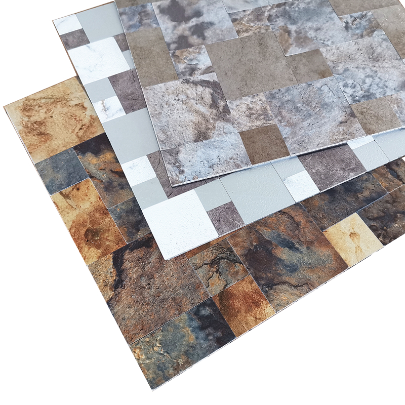 European self-adhesive three-dimensional metal stainless steel marble pattern mosaic wall sticker waterproof toilet background wall sticker