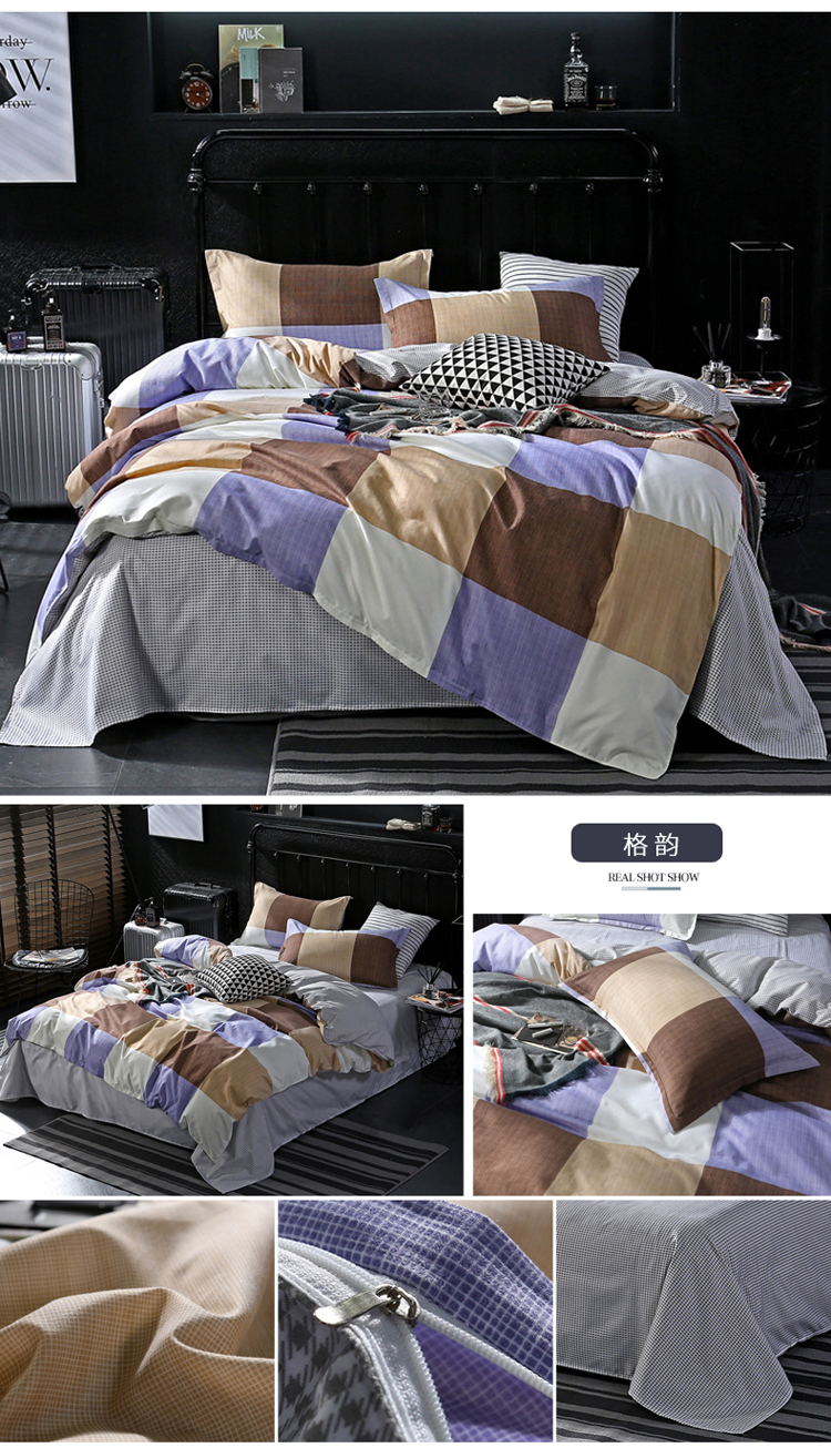 Net màu đỏ tờ bông giường ba bộ bông sinh viên phòng ngủ đơn quilt cover 2 bộ mùa hè bốn miếng