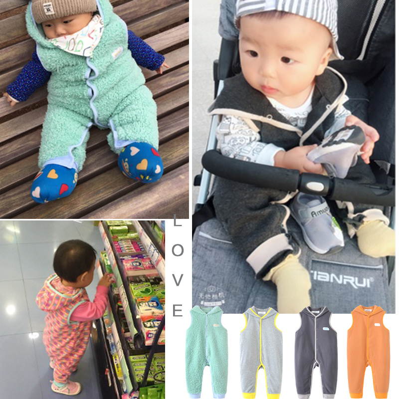 Baby sleeveless dress for spring and autumn baby men's hat plus suede khaclothes climbing clothes for newborn outfits for autumn and winter