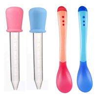 Синяя (сумка) x1+розовый (сумка) x1+розовый датчик температуры мягкая ложка x1+синяя температура мягкая ложка x1