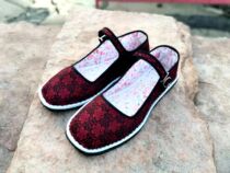 Female word cingulum square mouth cloth shoes mom shoes spinning silk material flat heel low help with shallow mouth single shoes casual breathable