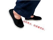 Handmade spring autumn men and women low helping cloth shoes black tightness with foot flat bottom heel and daily casual white plastic bottom