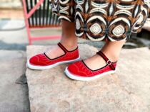 Women's handmade embroidered cloth shoes national style buckle with red single shoes white plastic bottom not smelly feet wear-resistant