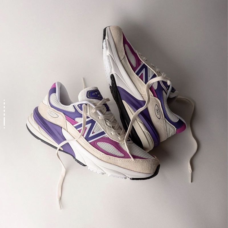 New Balance U990Td6 990V6 American-Made Pink and Purple Retro Jogging Casual Shoes