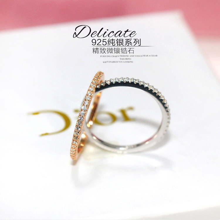 S925 sterling silver trang trí đơn giản vòng zircon hàng tốt kim cương nữ ngón trỏ ngón tay kim cương vòng đuôi nhẫn ngón tay cái nhỏ mô phỏng sinh viên vòng