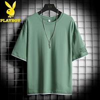 Зеленая футболка с коротким рукавом, короткий рукав