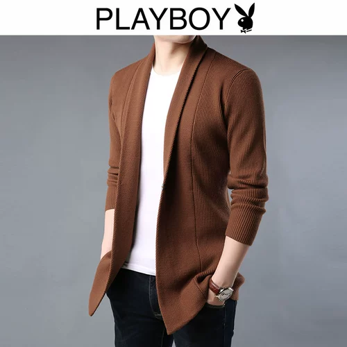 Playboy, осенний трикотажный свитер, длинный кардиган, куртка, в корейском стиле, средней длины, увеличенная толщина