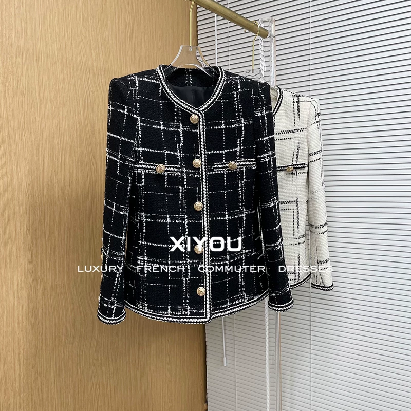 Демисезонная элитная шерстяная ростометрическая куртка, куртка, slim fit, стиль Chanel, французский стиль