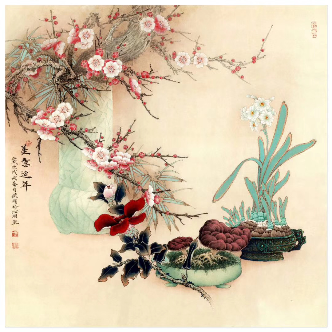 China Gongbi Painting Forum Li Xiaoming's Gongbi Painting Background - 