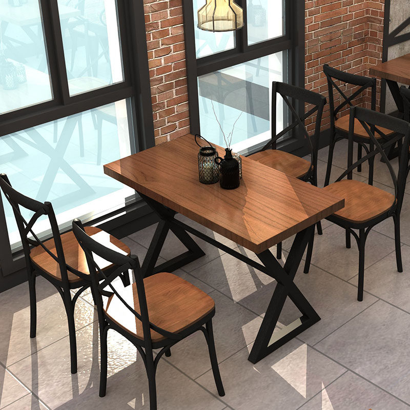 Retro industrial style bar clear bar music dining table and chair dining room cafe chair barbecue shop wrought iron dining chair combination