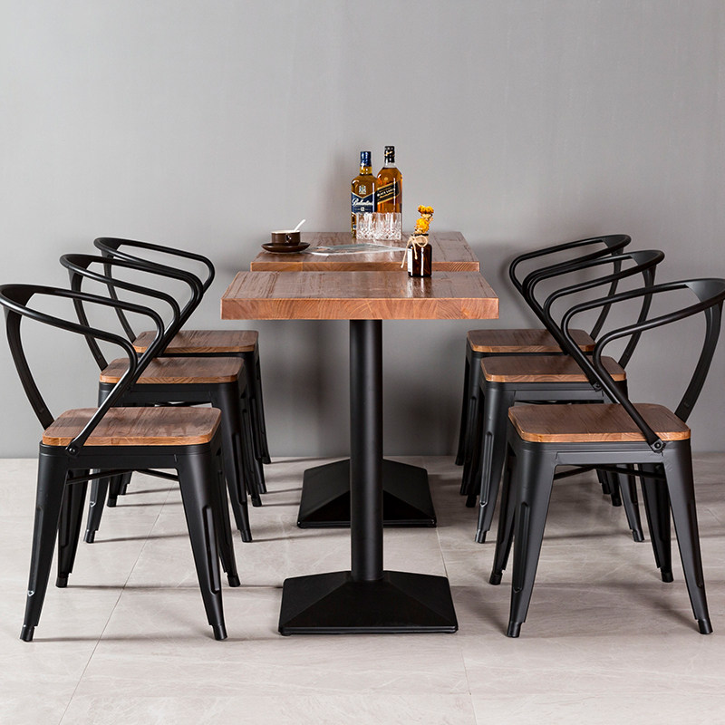 Industrial style solid wood bar clear bar dining table and chair combination modern minimalist snack restaurant leisure coffee shop milk tea shop