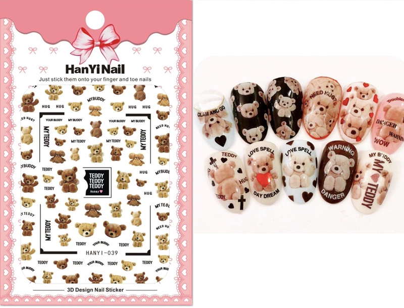 Nail Sticker Nhật Bản Dễ thương Cartoon Bear Nail Đính Slim Nail Ba Lan Dây đeo Cao su Keo Sticker - Sơn móng tay / Móng tay và móng chân