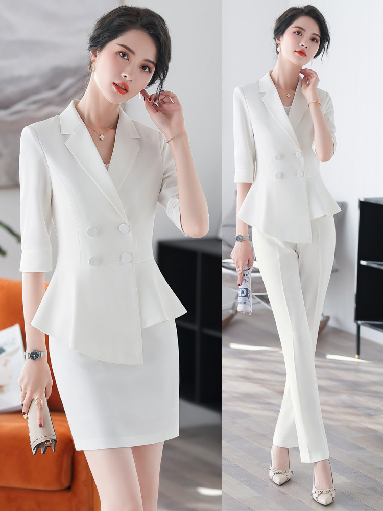 White Professional Summer Summer Thin High-end Beauty Shopper Beauty Clothes