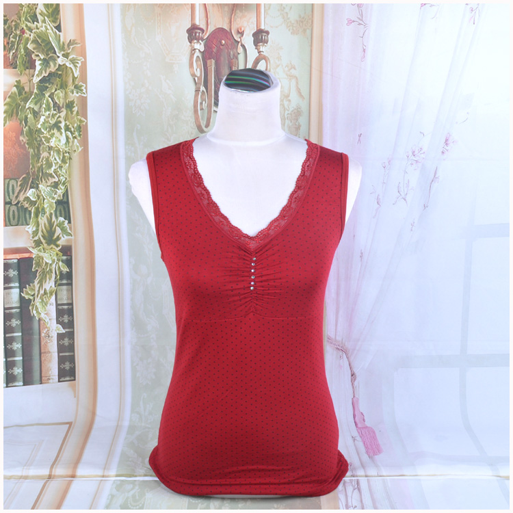 Mùa thu và mùa đông ấm áp và áo vest cashmere của phụ nữ mặc đồ lót từ việc mặc áo ngực định hình cơ thể áo sơ mi dày trung niên áo lót nam sát nách